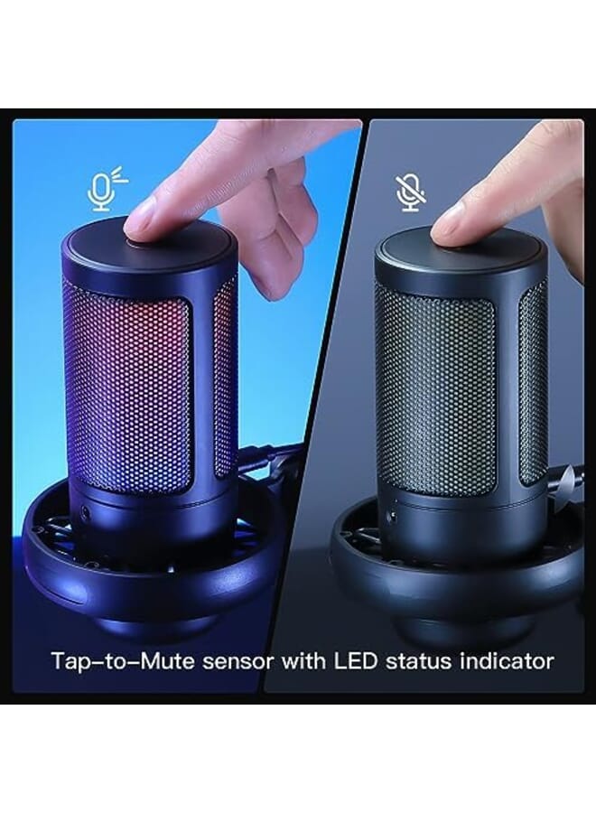 Excefore Usb Microphone For Pc Gaming Mic For Ps4 Ps5 Mac Phone Condenser Mic With Quick Mute Rgb Lighting Pop Filter Shock Mount Gain Control For Gaming Streaming Podcasting Recording Youtube - Image 2