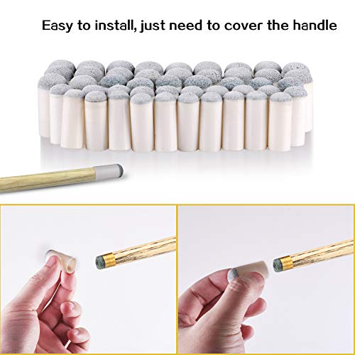 ABOAT 50 Pieces 4 Sizes Pool Cue Tips Slip-On Billiard Cue Tips Replacement, 9 mm, 10 mm, 12 mm, 13 mm - Image 3