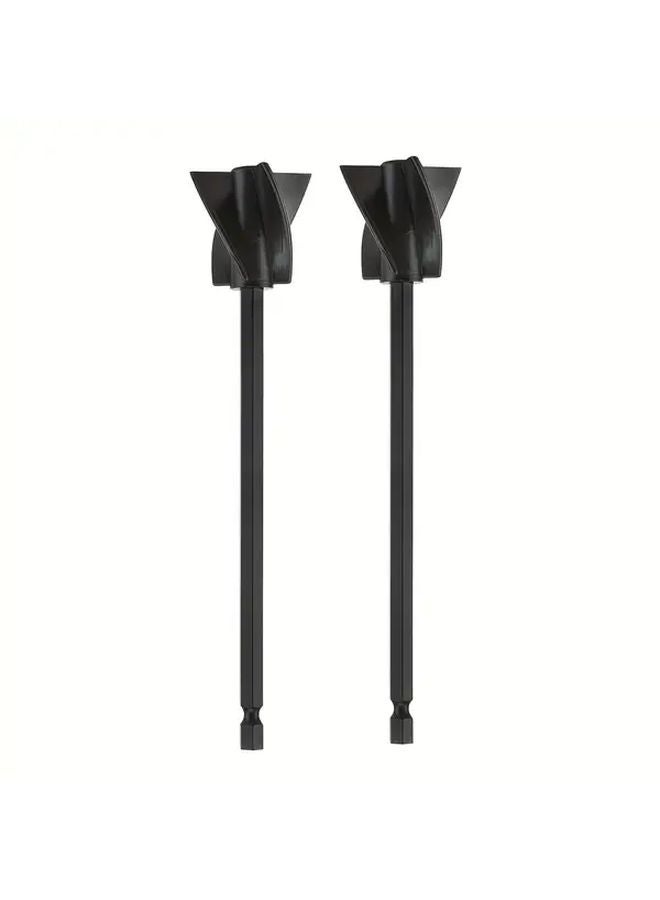 2Pcs Black Epoxy Stirring Sticks Paint Mixer Drill Attachment for Resin Cement - Image 1