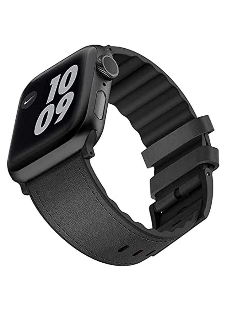 Viva Madrid - Viva Madrid Media Leather Strap for Apple Watch 42/44mm - Midnight Black Original - Image 1