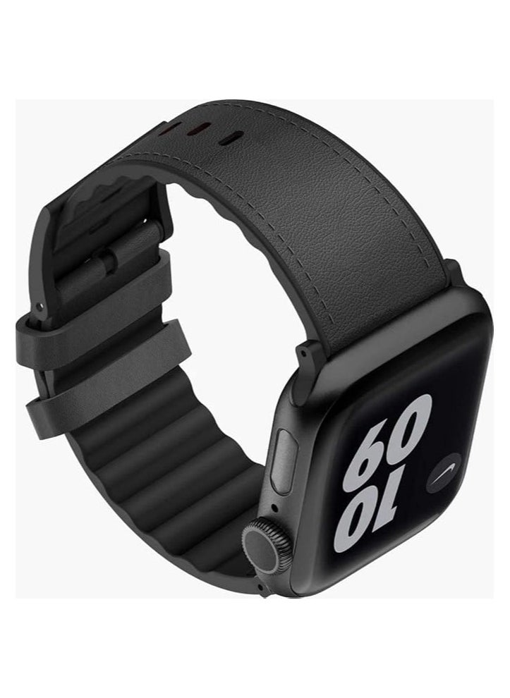 Viva Madrid - Viva Madrid Media Leather Strap for Apple Watch 42/44mm - Midnight Black Original - Image 1