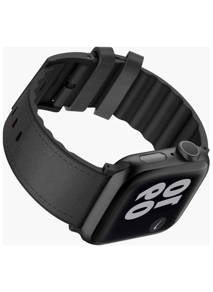 Viva Madrid - Viva Madrid Media Leather Strap for Apple Watch 42/44mm - Midnight Black Original - Image 1