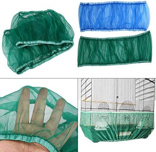 Zerodis Bird Cage Cover, 4 Colors, Blue, Nylon Mesh Fabric, Elastic, Washable, Bird Cage Accessory - Image 3
