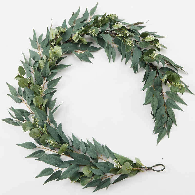 Clycaloor 6ft Greenery Eucalyptus Garland Spring Eucalyptus Garland for Home Decor Wedding Garland for table menced centerces & Wedder Arch Floral Translement - Image 1