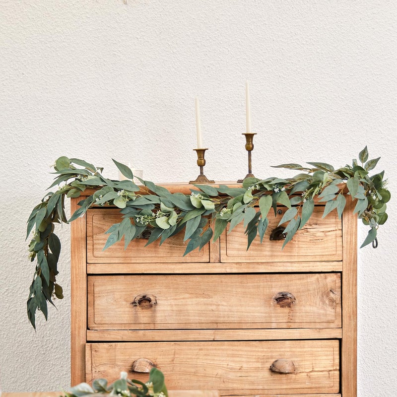 Clycaloor 6ft Greenery Eucalyptus Garland Spring Eucalyptus Garland for Home Decor Wedding Garland for table menced centerces & Wedder Arch Floral Translement - Image 5