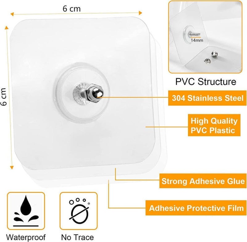 Goodern 18 Pcs Wall Hooks for Hanging,Screw Wall Hangers Without Nails Adhesive Hooks Heavy Duty,2 in 1 Reusable Waterproof Rustproof and Oilproof Adhesive Hooks for Kitchen Bathroom Home Office-14mm - Image 2