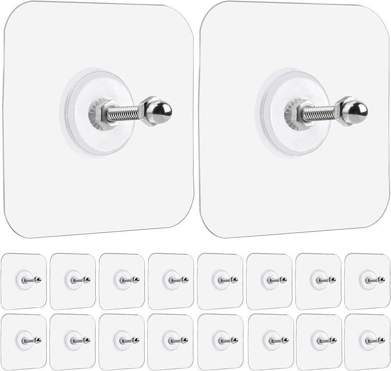Goodern 18 Pcs Wall Hooks for Hanging,Screw Wall Hangers Without Nails Adhesive Hooks Heavy Duty,2 in 1 Reusable Waterproof Rustproof and Oilproof Adhesive Hooks for Kitchen Bathroom Home Office-14mm - Image 1