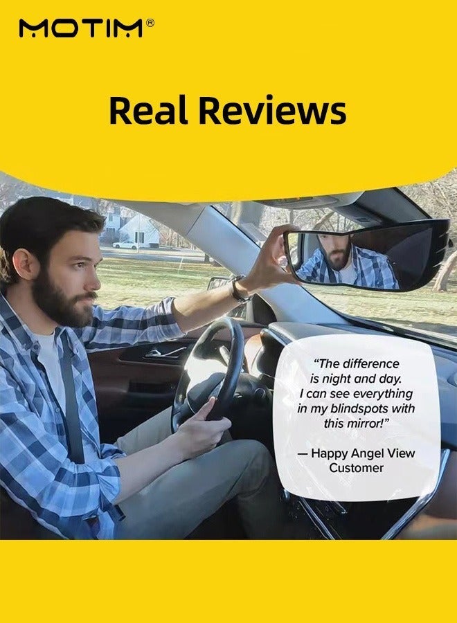 Motim Car Rear View Mirror 28cm, Wide Angle Panoramic Wide Angle Rearview Mirror to Reduce Blind Spot Effectively, Interior Replacement Rear View Mirror for Car SUV Trucks - Image 5