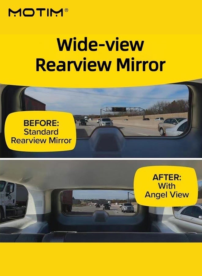 Motim Car Rear View Mirror 28cm, Wide Angle Panoramic Wide Angle Rearview Mirror to Reduce Blind Spot Effectively, Interior Replacement Rear View Mirror for Car SUV Trucks - Image 4