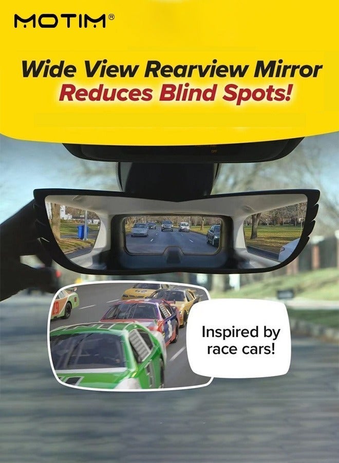 Motim Car Rear View Mirror 28cm, Wide Angle Panoramic Wide Angle Rearview Mirror to Reduce Blind Spot Effectively, Interior Replacement Rear View Mirror for Car SUV Trucks - Image 1