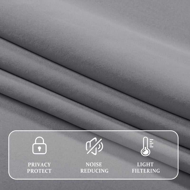 JIUZHEN Grey Valances for Windows Rod Pocket Room Darkening Small Window Curtains for Kitchen/Bathroom, 42" W x 18" L, 1 Panel - Image 2