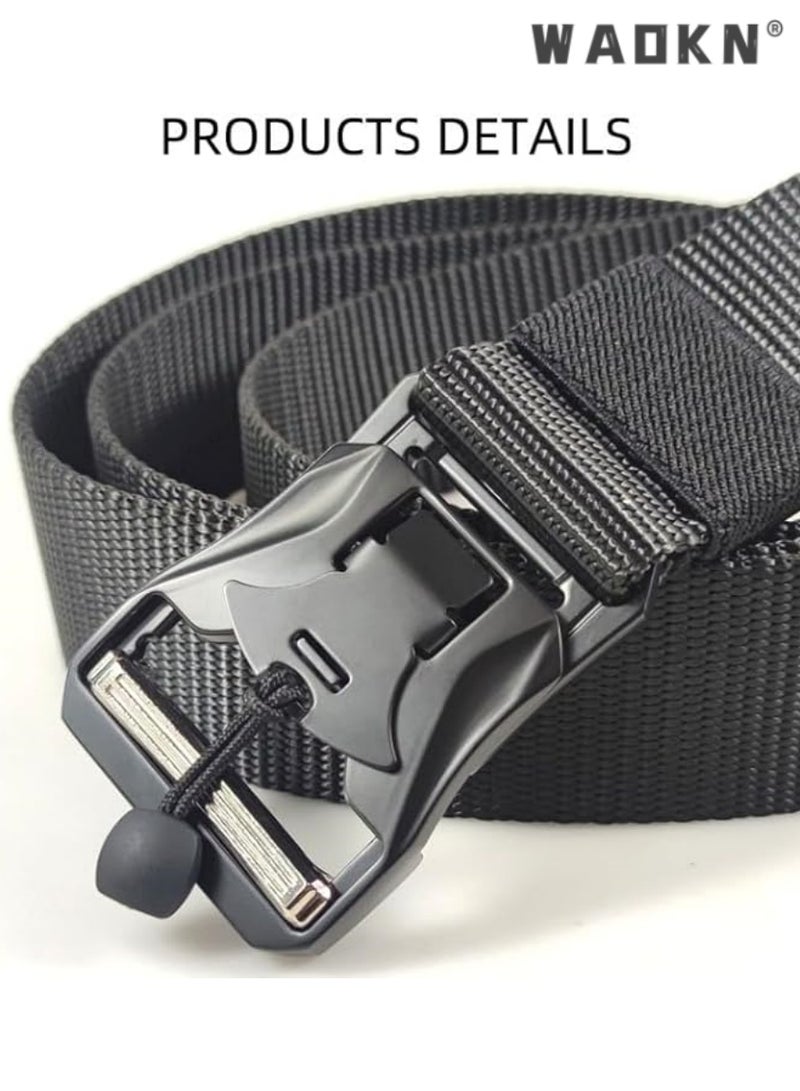 WAOKN Heavy Duty Nylon Webbing Belt with Magnetic Buckle, 125cm, Adjustable Breathable Canvas Waist Belt, Durable, Comfortable, Stylish, Perfect for Outdoor Activities, Tactical Gear, and Everyday Wear. - Image 2