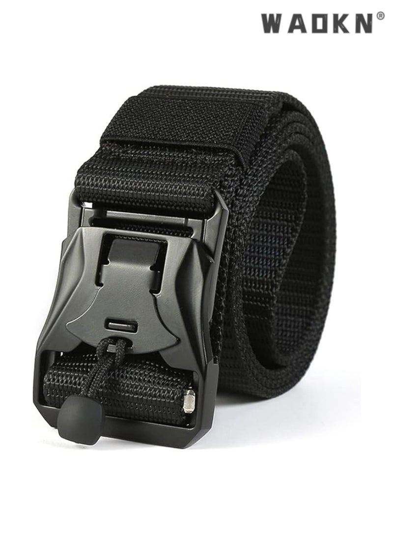WAOKN Heavy Duty Nylon Webbing Belt with Magnetic Buckle, 125cm, Adjustable Breathable Canvas Waist Belt, Durable, Comfortable, Stylish, Perfect for Outdoor Activities, Tactical Gear, and Everyday Wear. - Image 1
