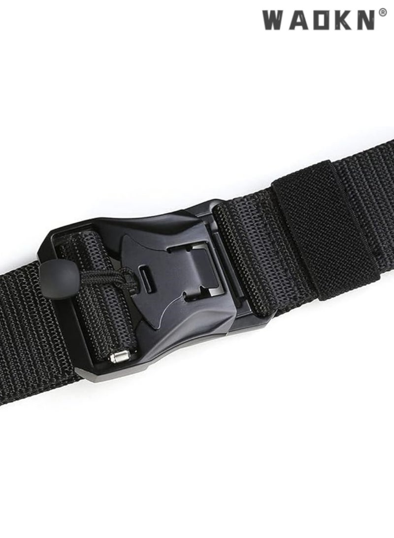WAOKN Heavy Duty Nylon Webbing Belt with Magnetic Buckle, 125cm, Adjustable Breathable Canvas Waist Belt, Durable, Comfortable, Stylish, Perfect for Outdoor Activities, Tactical Gear, and Everyday Wear. - Image 5
