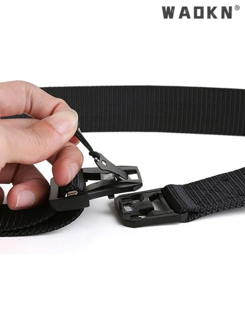 WAOKN Heavy Duty Nylon Webbing Belt with Magnetic Buckle, 125cm, Adjustable Breathable Canvas Waist Belt, Durable, Comfortable, Stylish, Perfect for Outdoor Activities, Tactical Gear, and Everyday Wear. - Image 4