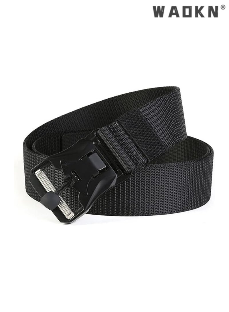 WAOKN Heavy Duty Nylon Webbing Belt with Magnetic Buckle, 125cm, Adjustable Breathable Canvas Waist Belt, Durable, Comfortable, Stylish, Perfect for Outdoor Activities, Tactical Gear, and Everyday Wear. - Image 3