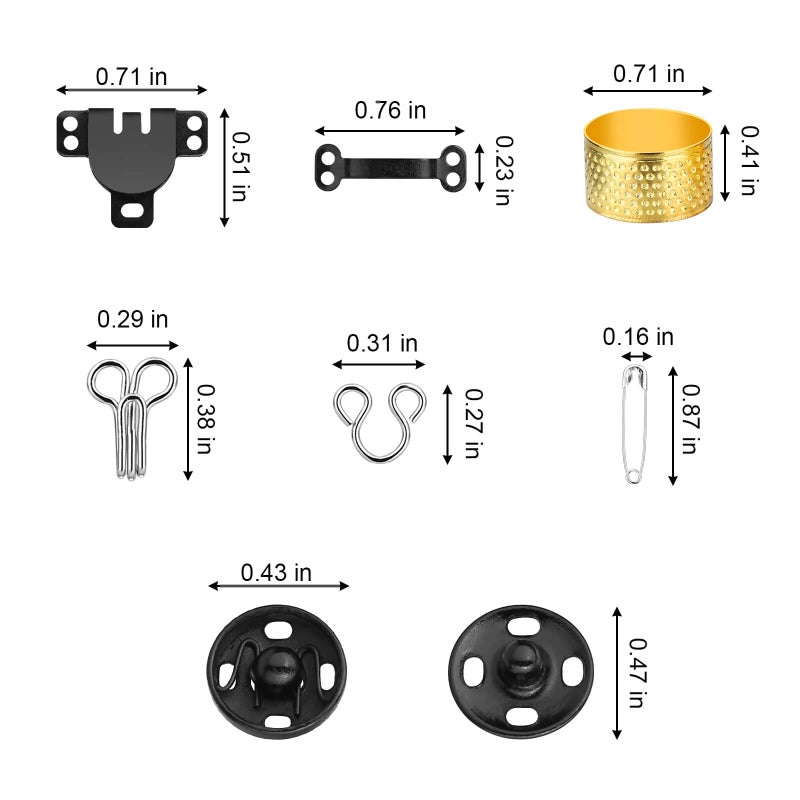 Dasinro 112 Pairs Sewing Hooks and Eyes Closure Set 3 Styles Sewing Skirt Hooks, Sew-on Snaps, Hook and Eye Latches for Trousers Skirt Dress Bra Sewing DIY Crafting - Image 4