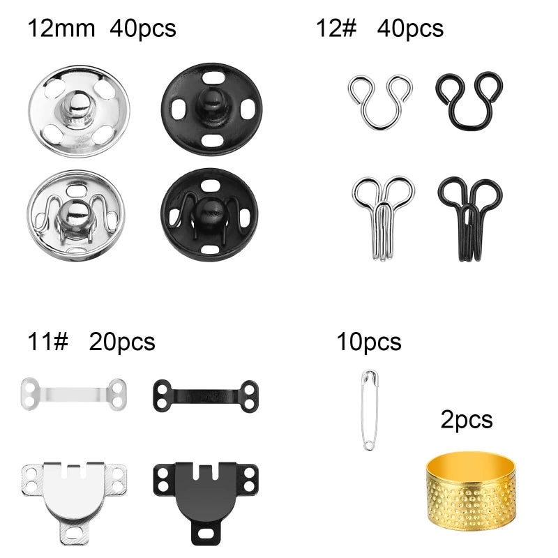 Dasinro 112 Pairs Sewing Hooks and Eyes Closure Set 3 Styles Sewing Skirt Hooks, Sew-on Snaps, Hook and Eye Latches for Trousers Skirt Dress Bra Sewing DIY Crafting - Image 3