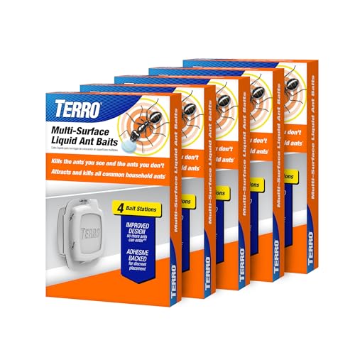 TERRO Indoor Liquid Ant Baits with Adhesive Strips for Discreet Baiting - TERRO Ant Trap and Bait Station - 5 Pack, 20 Baits - T334B - Image 1