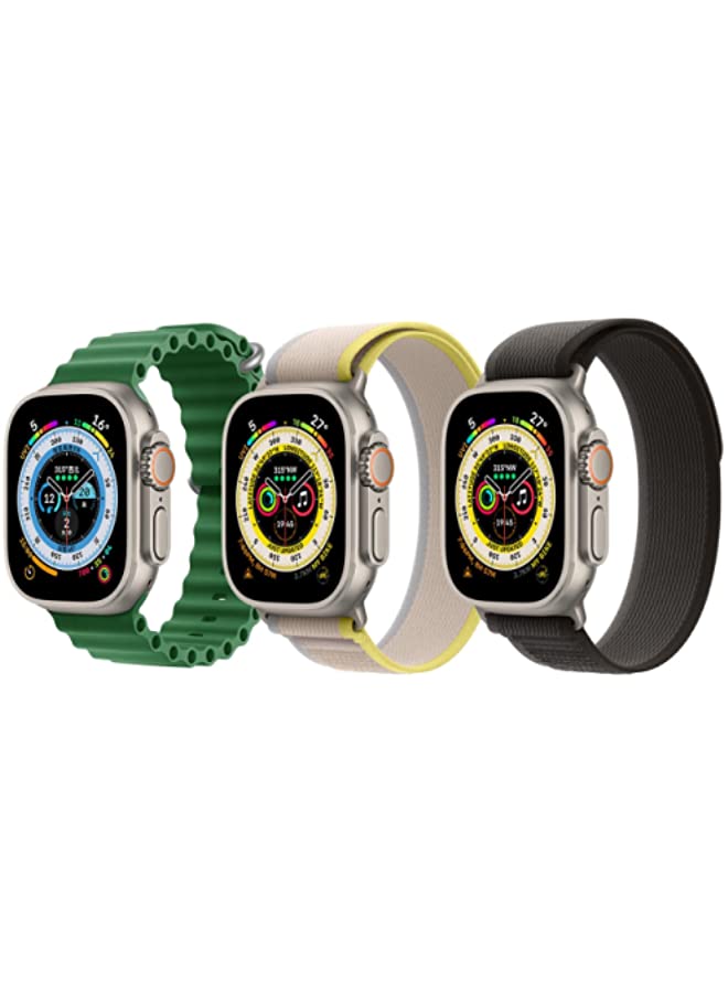 IAF Silicone Ocean Band Strap for Apple Watch Ultra 8 49mm Set of 3, Green, Yellow/Beige, Black/Gray