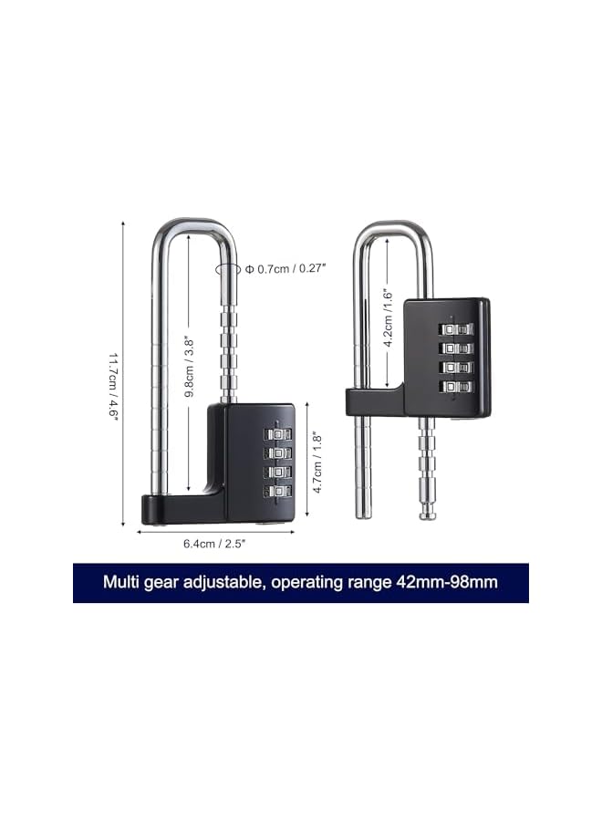 PROMASS PROMASS Cabinet Lock,Combination Padlock,Stainless Steel Gym Locker Lock Code Long Adjustable Shackle Lock for Outdoor, Sports lockers, Fences (Color : Black)  - Image 2