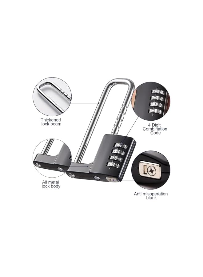 PROMASS PROMASS Cabinet Lock,Combination Padlock,Stainless Steel Gym Locker Lock Code Long Adjustable Shackle Lock for Outdoor, Sports lockers, Fences (Color : Black)  - Image 4