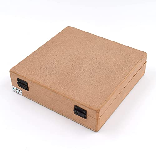 IVEI MDF Box - Square Wood Box DIY Craft Materials - Plain MDF Blank Square Box for Painting, Wooden Sheet Craft, Resin & Fluid Art, Mandala Art, Pyrography (Box Dimensions 7.5 in X 7.5 in X 2 in) - Image 2