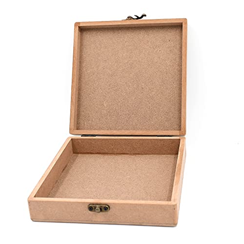 IVEI MDF Box - Square Wood Box DIY Craft Materials - Plain MDF Blank Square Box for Painting, Wooden Sheet Craft, Resin & Fluid Art, Mandala Art, Pyrography (Box Dimensions 7.5 in X 7.5 in X 2 in) - Image 4