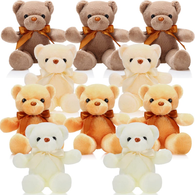 Skylety 10 Pcs 12 Inch Bears Bulk Stuffed Animals Soft Gift Plush Bears Toy with Ribbon Bow for Birthday Baby Shower Wedding Graduation Party FavorVivid Colors - Image 2