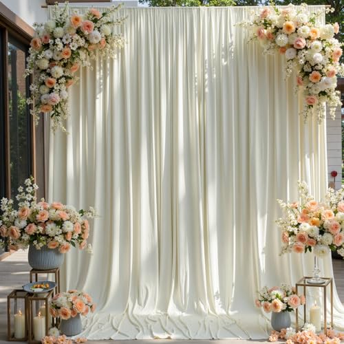 NSSONBEN 20×12ft Wrinkle Free Ivory Backdrop Curtain for Wedding Parties, 4 Panels 5×12ft Long Soft Silky Polyester Backdrop Drapes Cream Photo Back Drop Curtains for Party Photography Background Cloth - Image 5
