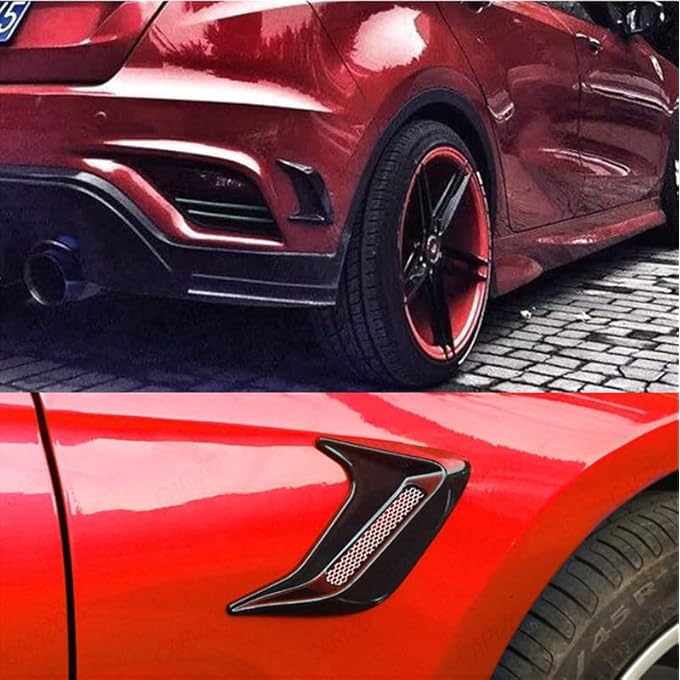 ريحني غطاء غطاء محرك تهوية جانبية زخرفية لتدفق الهواء للسيارة بمقدار قطعتين وغطاء حماية تهوية لتدفق الهواء الشامل من ألياف الكربون - Image 2