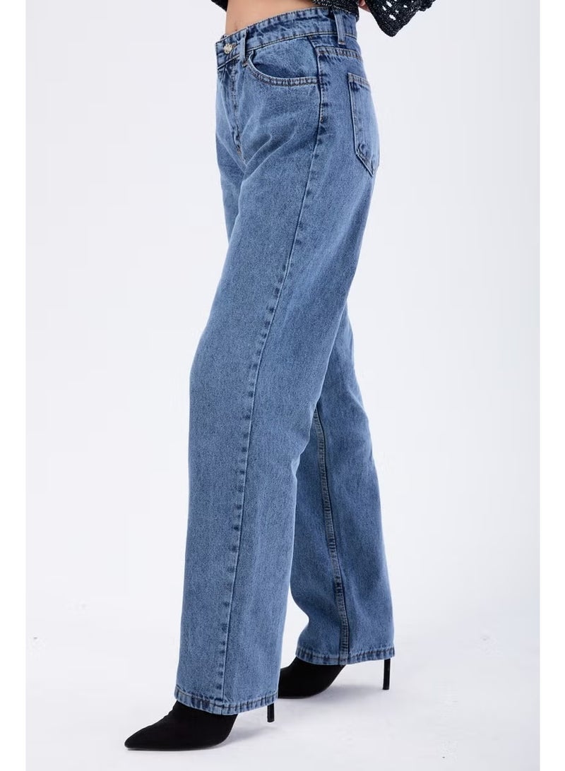 Tofisa 23666-DARK-BLUE-SNOW High Waist Palazzo Jeans - Image 3