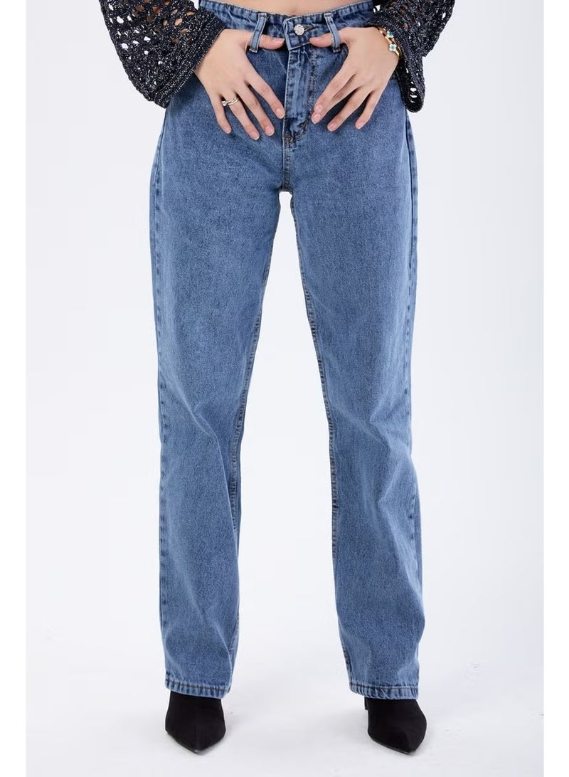 Tofisa 23666-DARK-BLUE-SNOW High Waist Palazzo Jeans - Image 2