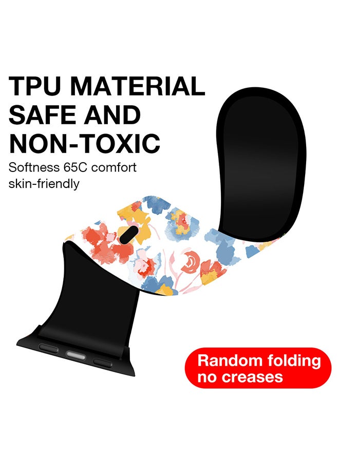 O Ozone Silicone Straps For Apple Watch Series 10 9 8 7 6 5 4 SE 38/40/41/42mm Stylish Pattern Silicone Straps Watch Bands - Colorful - Image 2