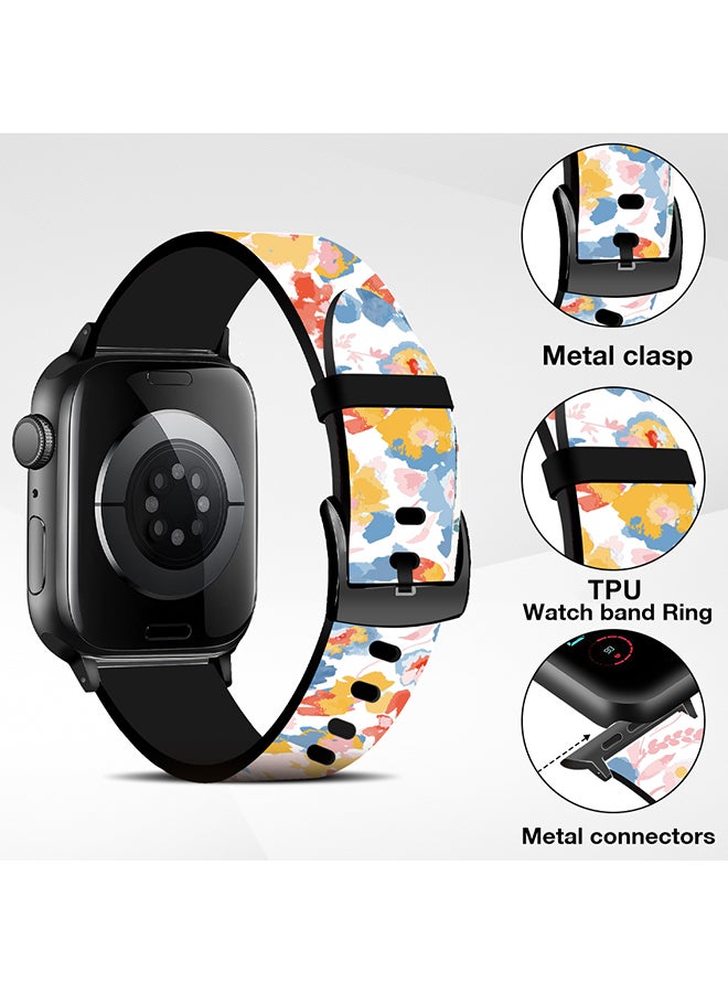 O Ozone Silicone Straps For Apple Watch Series 10 9 8 7 6 5 4 SE 38/40/41/42mm Stylish Pattern Silicone Straps Watch Bands - Colorful - Image 4
