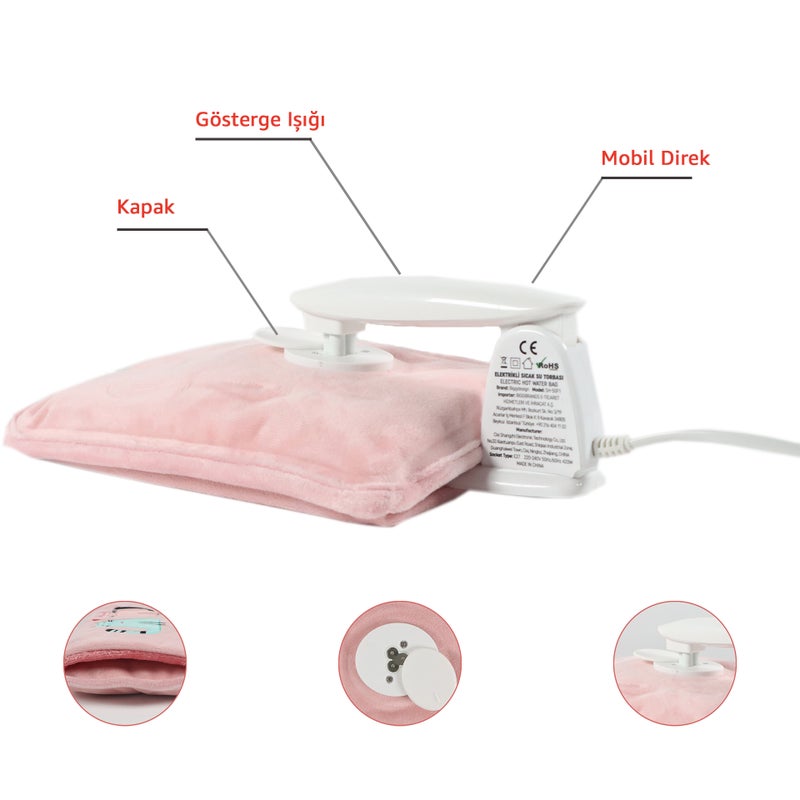 Biggdesign Cats Party Cat Electric Hot Water Bottle with Soft Cover, Rechargable Hot Water Bag for Pain Relief, Ideal for Menstrual Cramps, Waterproof, Intelligent Temperature Control - Image 4