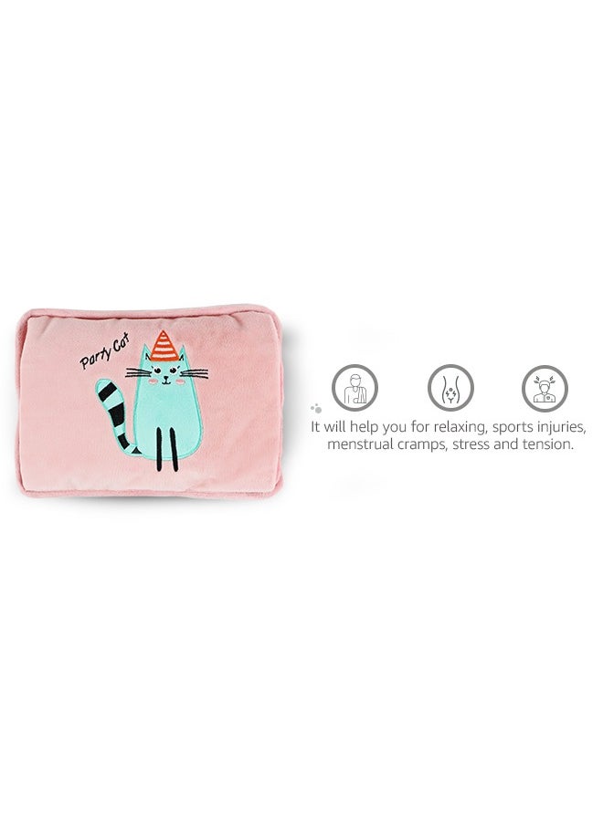 Biggdesign - Party Cat Electric Hot Water Bottle with Soft Cover Rechargable Hot Water Bag for Pain Relief - Image 1