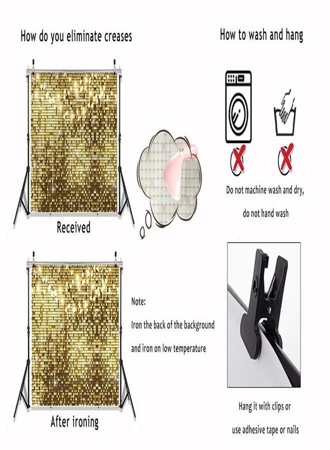LYCGS 8X6ft Gold Flash Backdrop Happy Birthday Backdrop Golden Flash Square Light String Photography Background Girls Women 16th 18th 20th 21st 30th 40th 50th Birthday Party Decorations X-200 - Image 5