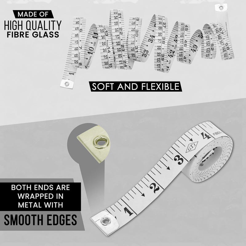 Unitedprime Flexible Tape Measure, Accurate Dual Scale Standard & Metric Measurements Tape,Soft Measuring Tape for Body, Weight Loss Sewing Tailor Craft Ruler,Blue,150cm/60 inch (White / 2 Pack) - Image 3