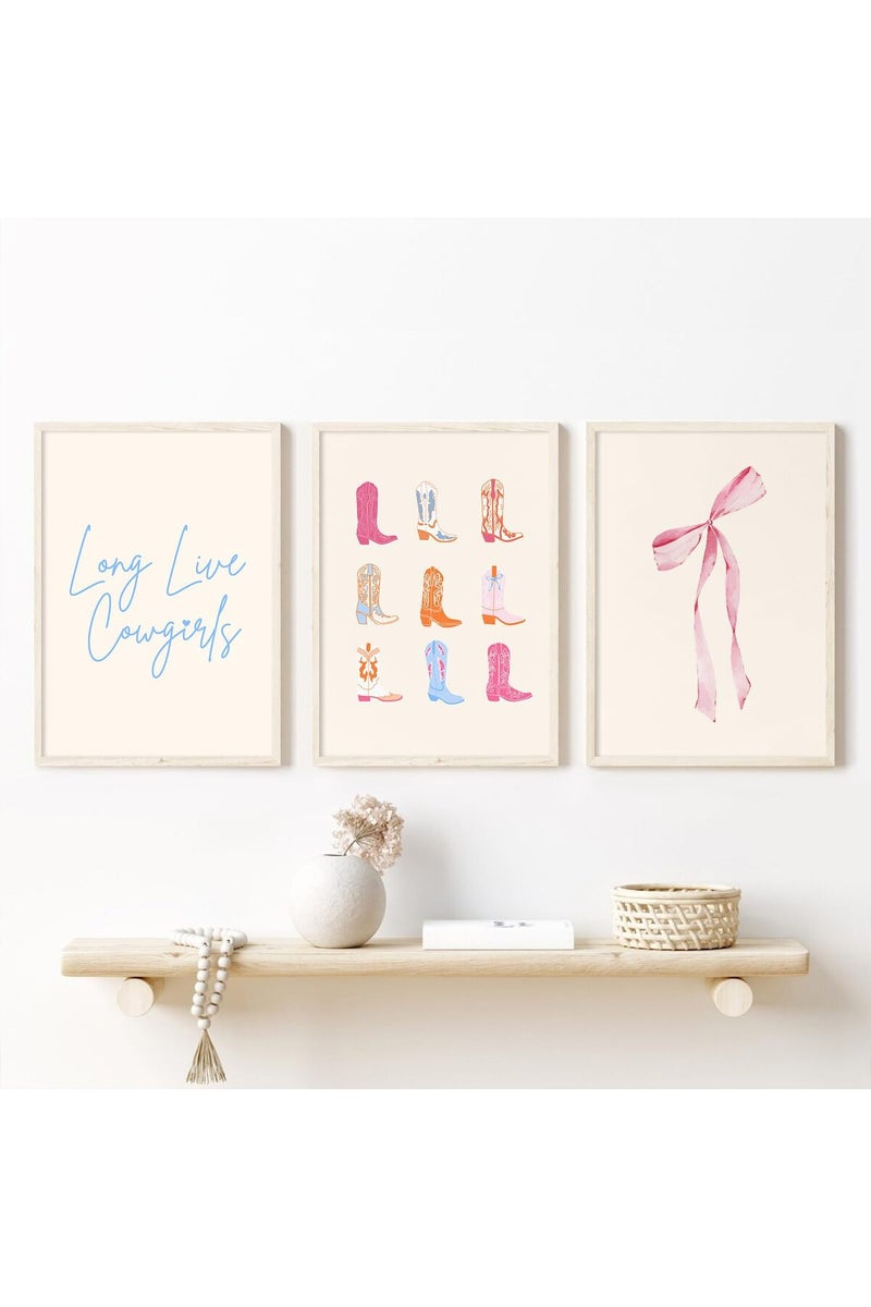 Baccone Pink Cowgirl Wall Art Set of 3 - Image 1