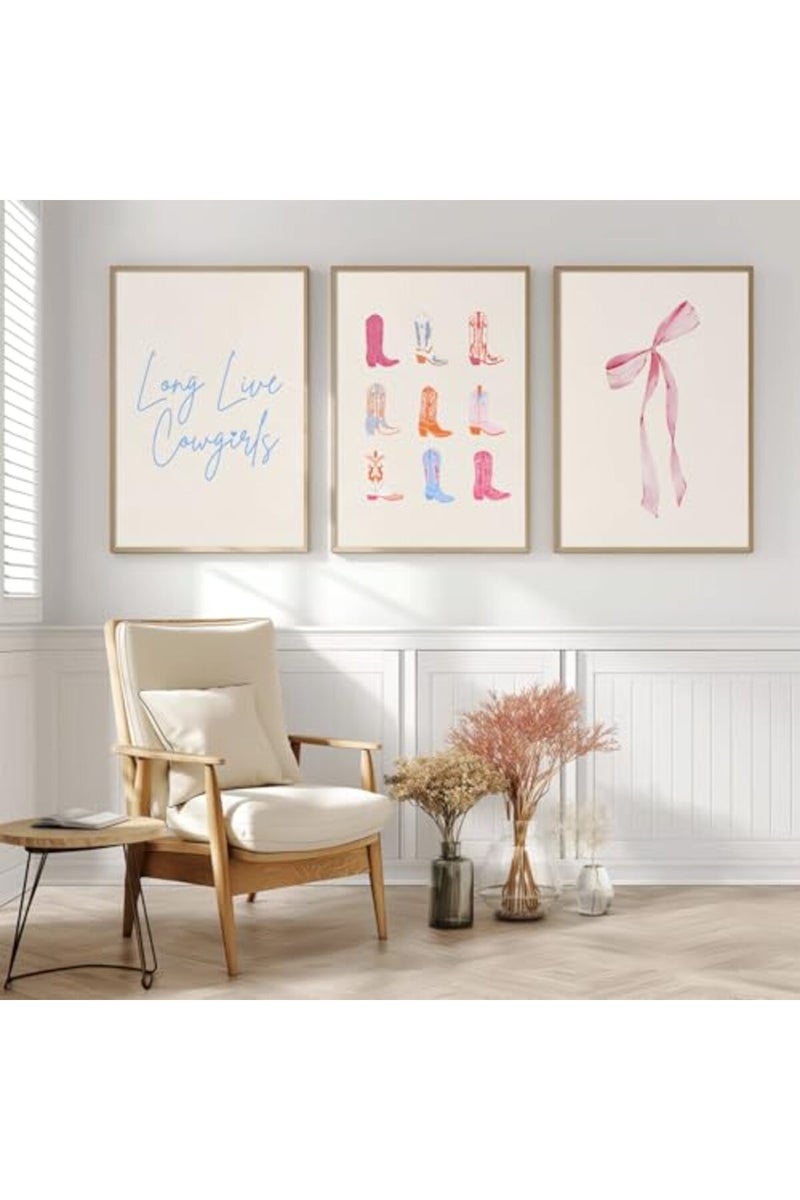 Baccone Pink Cowgirl Wall Art Set of 3 - Image 4
