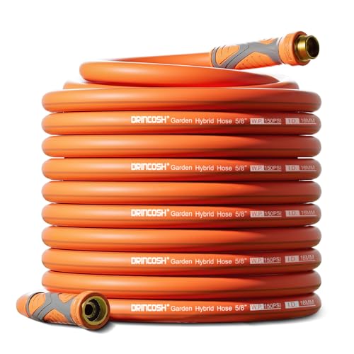 DRINCOSH Water Hose 100ft x 5/8", Heavy Duty Garden Hose,Flexible garden hose 100ft, Lightweight water Hose with Swivel Handle,3/4" Male to Female Fittings, Burst 600 PSI - Image 1