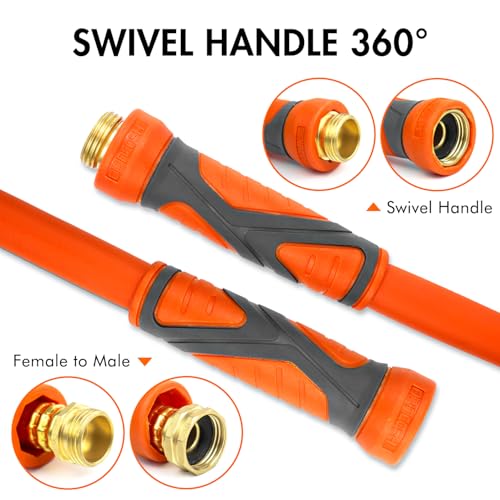 DRINCOSH Water Hose 100ft x 5/8", Heavy Duty Garden Hose,Flexible garden hose 100ft, Lightweight water Hose with Swivel Handle,3/4" Male to Female Fittings, Burst 600 PSI - Image 5
