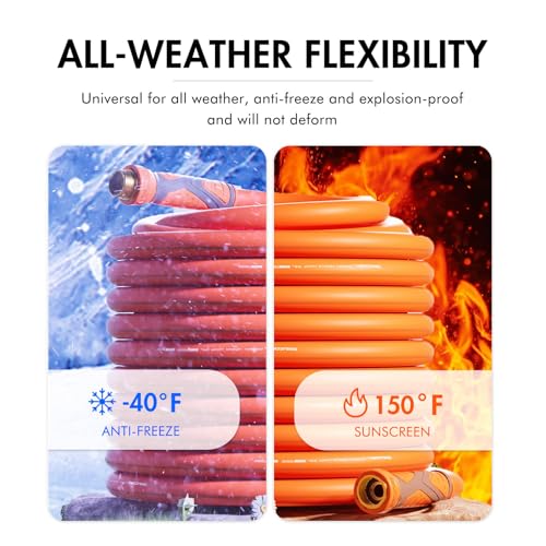 DRINCOSH Water Hose 100ft x 5/8", Heavy Duty Garden Hose,Flexible garden hose 100ft, Lightweight water Hose with Swivel Handle,3/4" Male to Female Fittings, Burst 600 PSI - Image 4