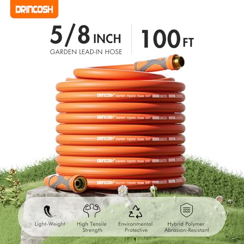 DRINCOSH Water Hose 100ft x 5/8", Heavy Duty Garden Hose,Flexible garden hose 100ft, Lightweight water Hose with Swivel Handle,3/4" Male to Female Fittings, Burst 600 PSI - Image 2