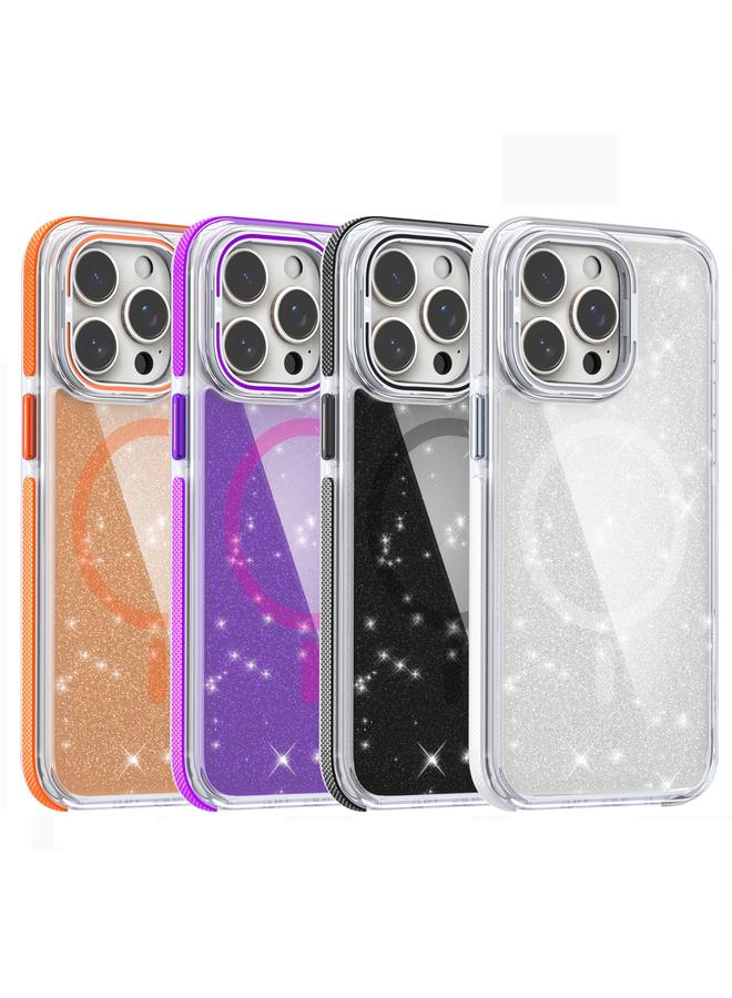 S-TOP Case For iPhone 15 Pro Two-color Glitter Powder Lens Holder Magsafe Phone Case - Image 2
