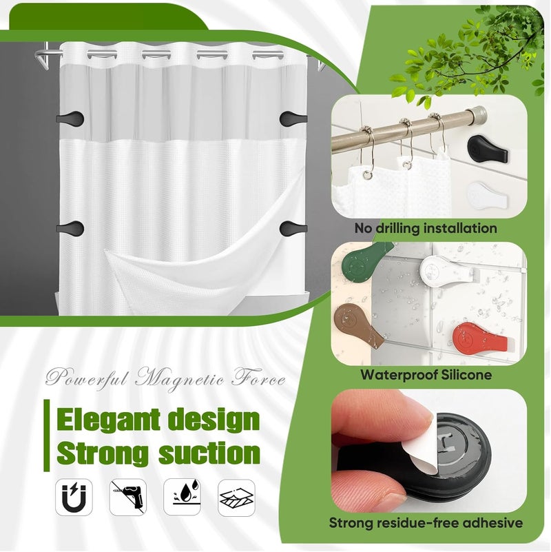 TRIMENGO 4 Pack Magnetic Silicone Shower Curtain Clips for Keeping Liner Closed to Wall Against Water Splashing Out, Self Adhesive Windproof Splash Holder, Easy to Use & Install, No Damage to Surface (Black) - Image 4