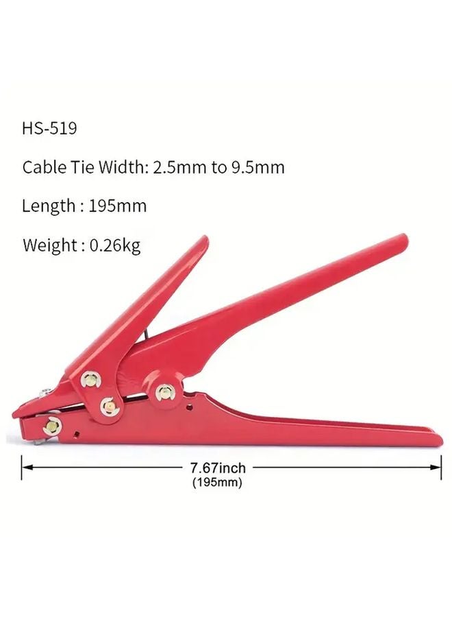 HS 519 All Metal Cable Tie Gun Tensioning And Cutting Plier Hand Tool Red - Image 4