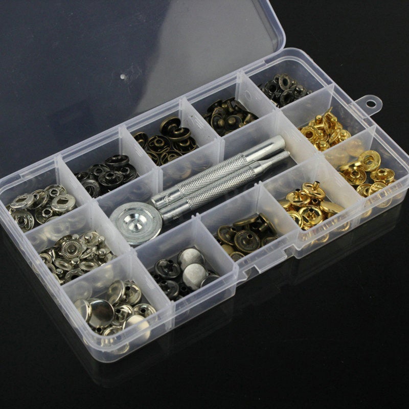 Metal Pure Bronze Copper Snap Rivets Fixing Tool Kit Leather Craft Repair Fastener - Image 1