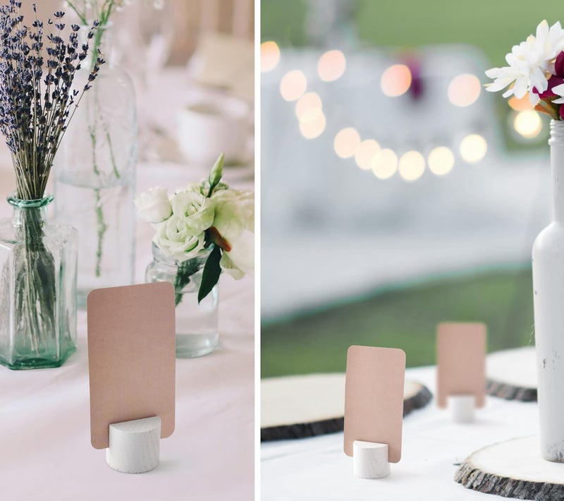 Toros 20 Pack Mini Wood Table Number Holders - Place Card Holders, Dinner Table Card Holders, Name Card Holders for Tables, Wooden Picture and Sign Holder (White) - Image 3